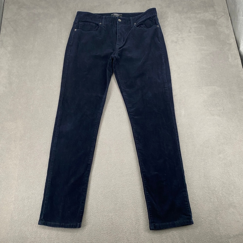 Forever 21 Men Navy Blue Corduroy Slim Straight Pants Mallcore Y2K Size 33